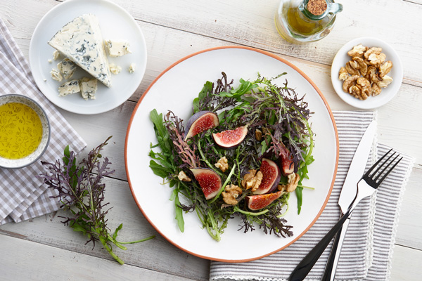 Image of fig, walnut and blue cheese salad