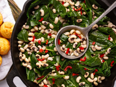 black eyed peas and greens