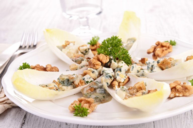 Endive with blue cheese and walnut appetizer