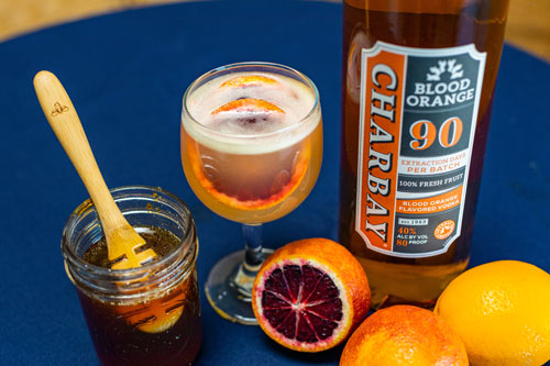 cocktail with charbay, honey and blood orange