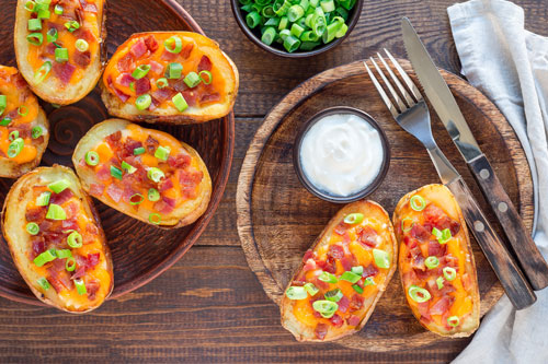 potato skins with bacon green onion