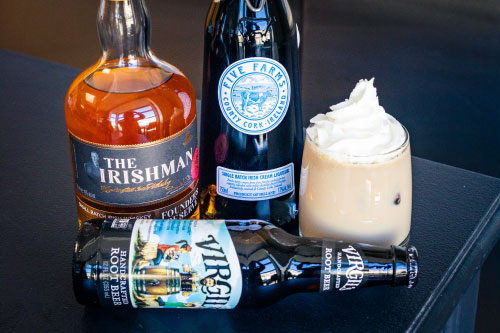 cocktail with whiskey, root beer and irish cream