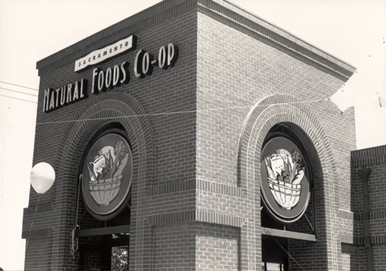 A black-and-white photo of the Co-op from the 90's