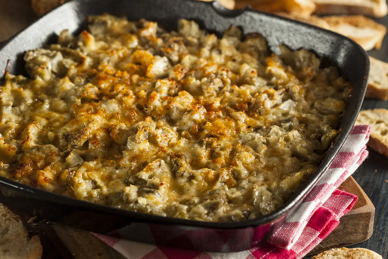 Homemade Cheesy Garlic Artichoke Spread with Bread